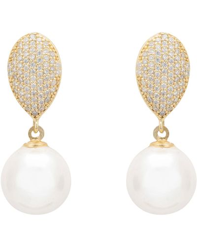 LÁTELITA London Baroque Pearl Classic Drop Earrings Gold - White