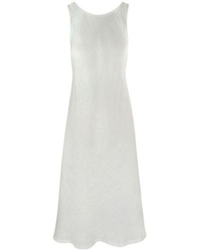 Haris Cotton Midi A-line Linen Dress - White
