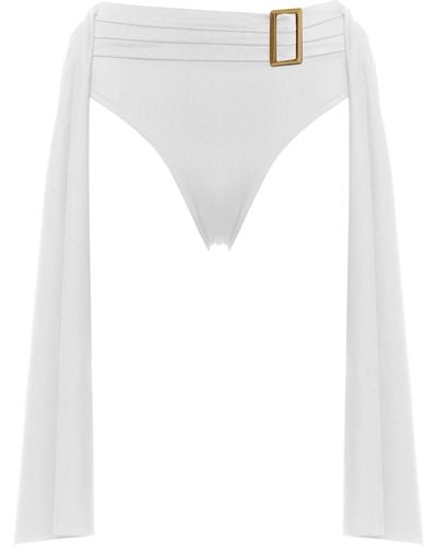 ANTONINIAS Amaze High Waisted Swimwear Bottom With Decorative Belt And Golden Buckle In - Black