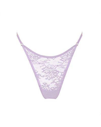 MONIQUE MORIN LINGERIE Wild Lace Lilac Hint Adjustable Thong - Purple