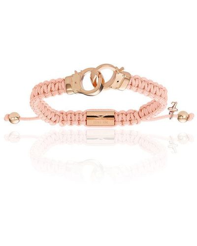 Double Bone Bracelets Pink Gold Hand-cuff With Pink Polyester Bracelet