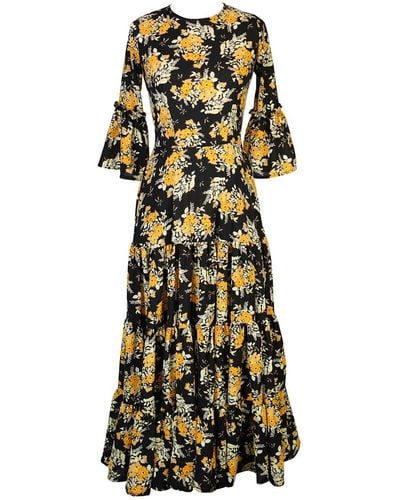 Jennafer Grace Petite Marigold Blossom 3-tier Ruffle Dress - Green