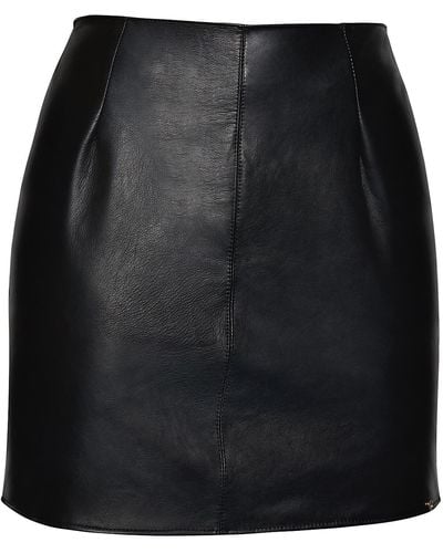 Something Wicked Mia Leather Short Skirt - Black