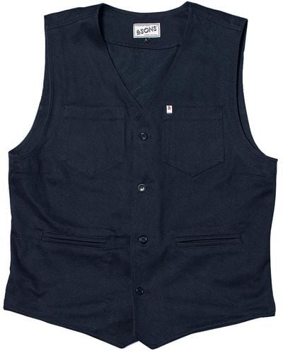 &SONS Trading Co &sons Navy Lincoln Waistcoat / Vest - Blue
