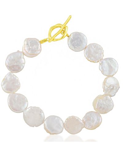 Arvino Baroque Pearl Disc Bracelet- Vermeil - Metallic
