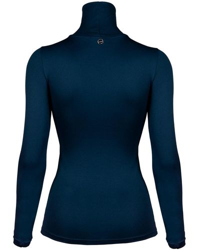 Balletto Athleisure Couture Heat High Collar Blouse Navy - Blue