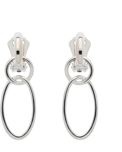 Emma Holland Jewellery Platinum Double Hoop Clip On Earrings - Metallic