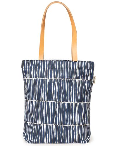Gyllstad Barr Tote Bag With Leather Handles - Blue