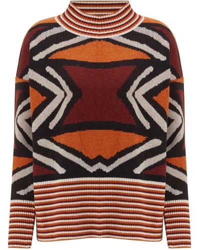 Peraluna Kenda Jacquard Patterned Crop Pullover - Multicolor