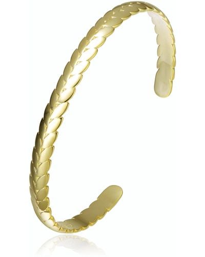 Genevive Jewelry Rachel Glauber Plated Leaf Cuff Bracelet - Metallic