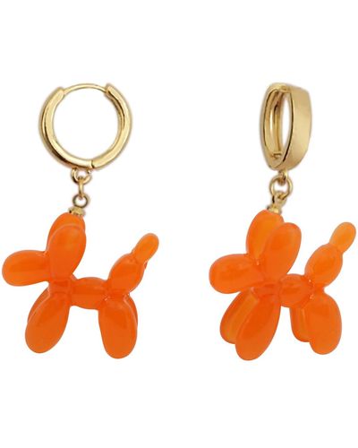 Ninemoo Balloon Poodle Hoop Earrings - Orange