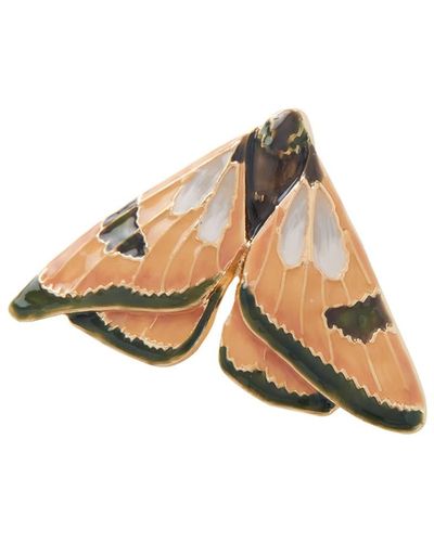 Fable England Fable Enamel Moth Brooch - Metallic
