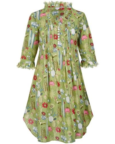 At Last Annabel Cotton Tunic In Cactus - Green
