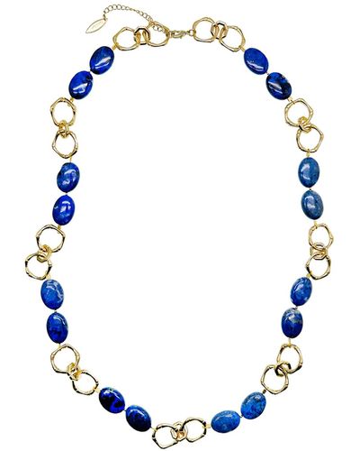 Farra Agate Chain Necklace - Blue