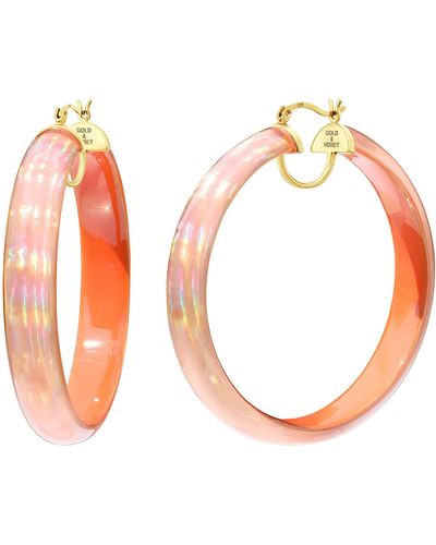 Gold & Honey Large Lucite Iridescent Hoops - Multicolor