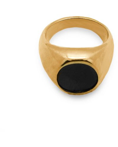 VIEA Caro Oval Black Shell Ring - Metallic