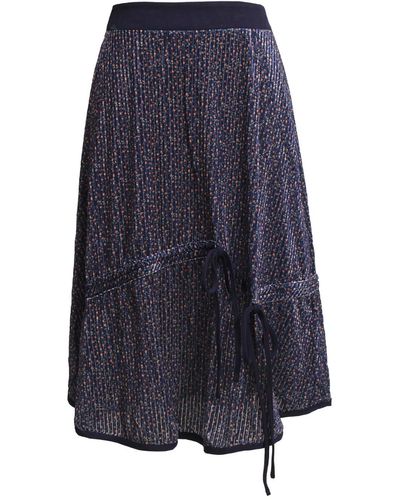 Smart and Joy Trapeze Velvet Skirt With Liberty Print And Satin Bias - Blue