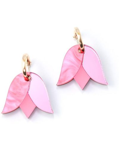 By Chavelli Tulip Earrings In Pink