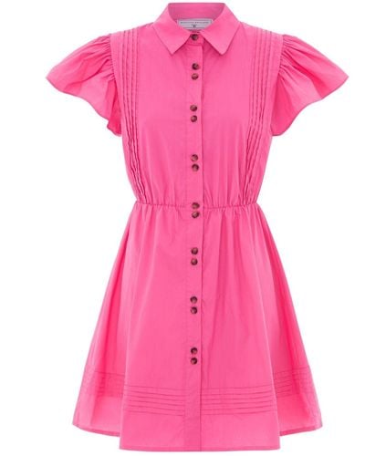 Hortons England The Henley Mini Dress Hot Pink