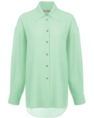 Nocturne Mint Oversized Twin Set Shirt - Green
