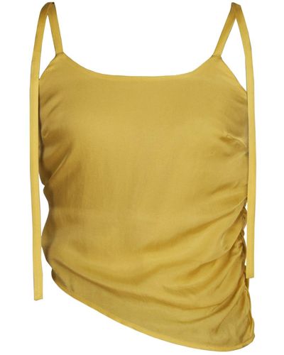blonde gone rogue Gathered Cupro Top, Cupro, In Yellow