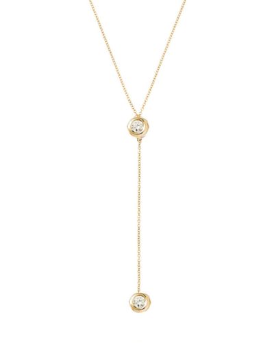 Lily Flo Jewellery Stardrops Two Diamond Lariat Necklace - Metallic
