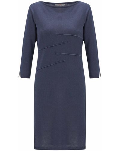 Peraluna Boat-neck Knitted Summer Dress In Grey - Blue