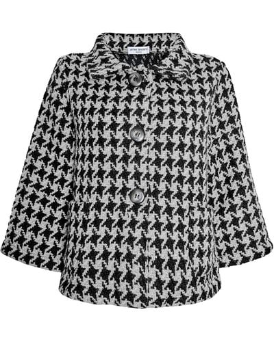 James Lakeland Short Houndstooth Jacket In -white - Black