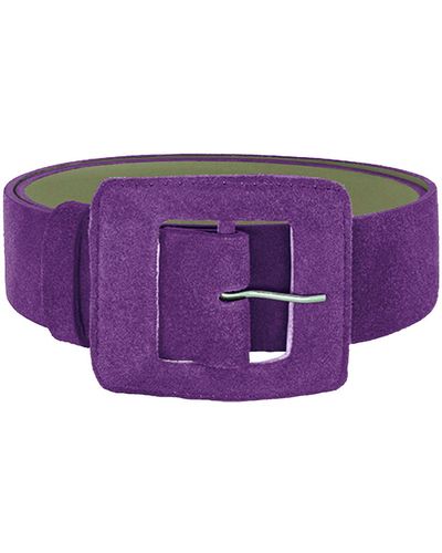 BeltBe Suede Square Buckle Belt - Purple