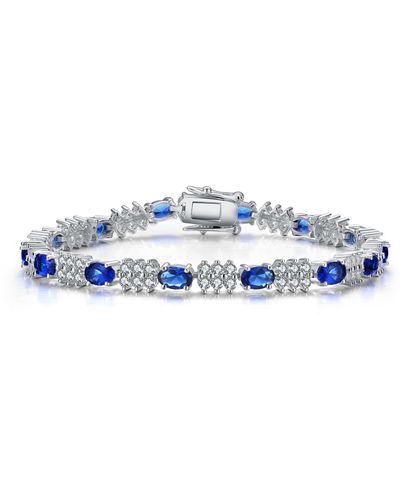 Genevive Jewelry Rachel Glauber Classic White Gold Plated Tennis Bracelet - Blue