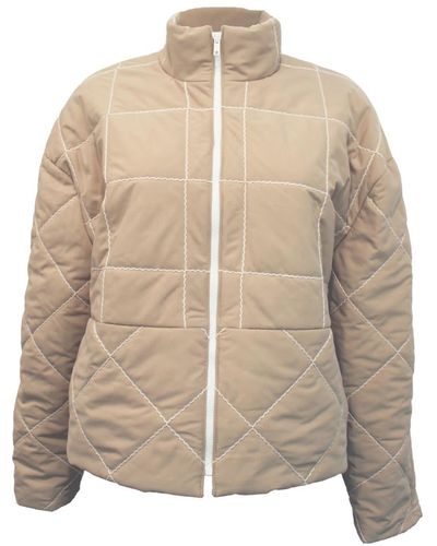 Joeleen Torvick Neutrals Quilted Cropped Zip-up Jacket - Natural
