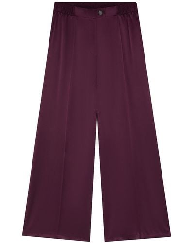 The Summer Edit Lexi Sports Luxe Silk Trousers - Purple