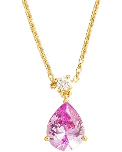 Juvetti Ori Medium Pendant Necklace In Pink Sapphire & Diamond Set In Gold