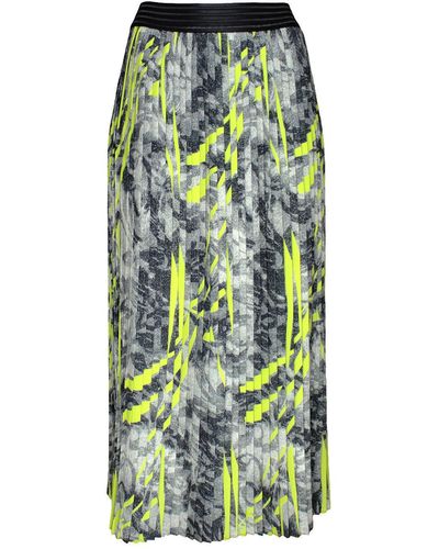 Lalipop Design Abstract Printed Pleated Recycled Fabric Maxi Skirt - Green