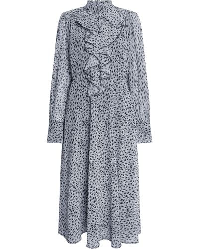 James Lakeland Printed Front Ruffle Midi Dress - Gray