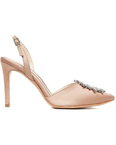 Ginissima Neutrals Alice Nude Shoes With Crystal Brooch - Pink