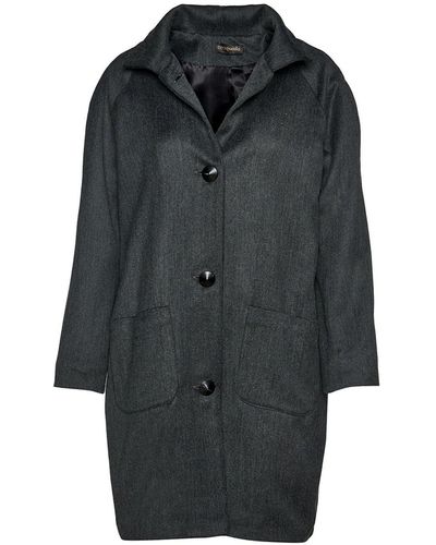 Conquista Wool Blend Dark Coat By Fashion - Black