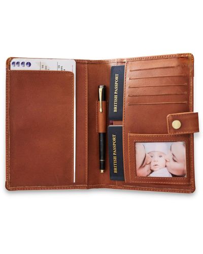VIDA VIDA Multi Passport Leather Travel Wallet - Brown