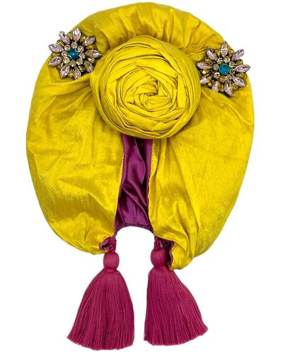 Julia Clancey Edith Diamante Yellow Tassel Turban