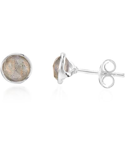 Auree Savanne Sterling Silver & Labradorite Stud Earrings - Metallic
