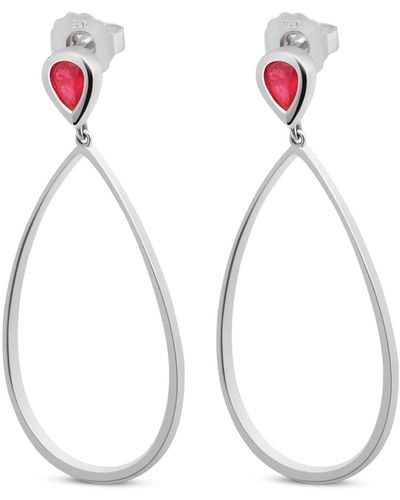 Lucy Quartermaine Petal Drop Earrings With Pear Cut Ruby - White