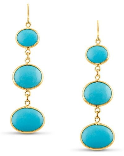 Trésor Turquoise Round Earring In 18k Yellow Gold - Blue