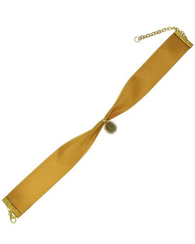 Artisan 18k Solid Yellow Gold With Natural Diamond Fashionable Choker Necklace - Metallic