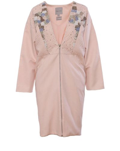 IMAIMA The Hand-embroidered Raha Coat In Mink - Pink