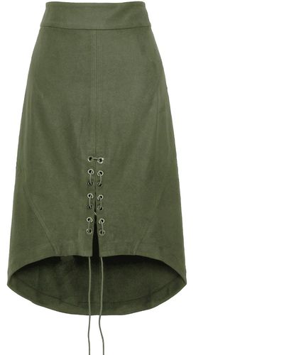 Smart and Joy Front Lacing Suede Skirt - Green