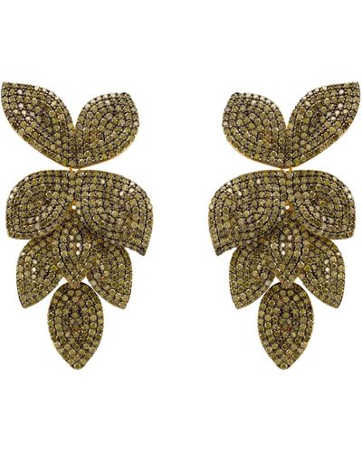 LÁTELITA London Petal Cascading Flower Earrings Gold Peridot Cz - Green