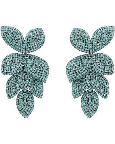 LÁTELITA London Petal Cascading Flower Earrings Silver Aqua - Green