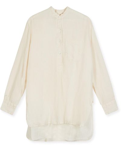 Burrows and Hare Linen Tunic Shirt - White