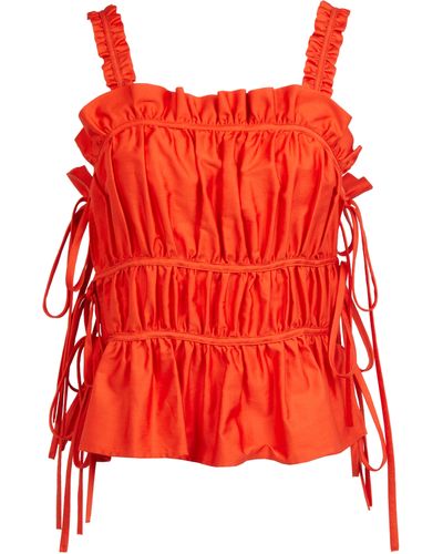 Lavaand The Ava Ruched Tie Side Cami In Sunset Orange - Red