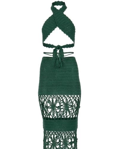 Decolet the label Amaya Crochet Set In Emerald - Green